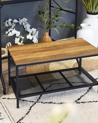 Yellow Oak Coffee Table with Black Frame
