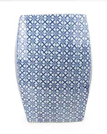 Blue & White Square Ceramic Stool