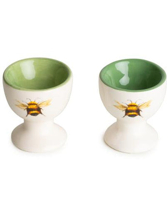 Set of Two Ceramic Egg Cups with Bee Design