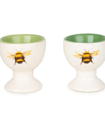 Set of Two Ceramic Egg Cups with Bee Design
