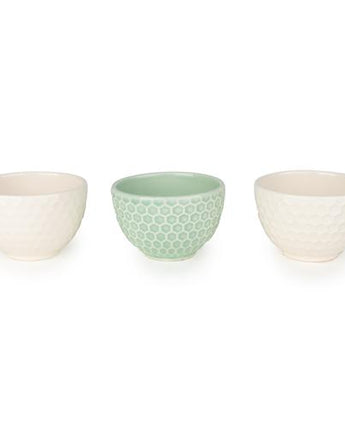 Set of Three Ceramic Nibble Bowls with Bee Detail