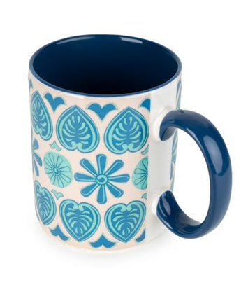 Straight-Sided Blue Mug with Meze Decal