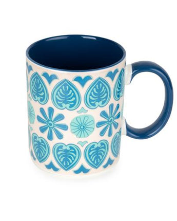 Straight-Sided Blue Mug with Meze Decal