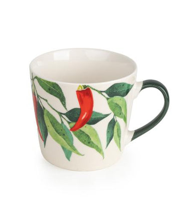 Wide Conical Mug -  Mediterranean Chilli Design