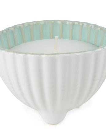 Small Shell Candle in a Reactive Glaze Pot