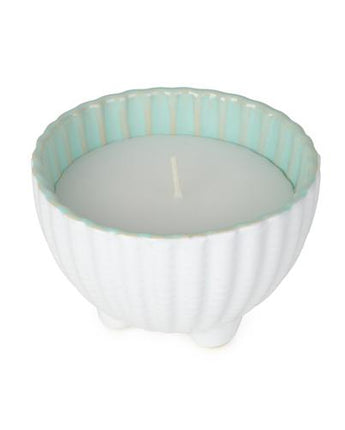 Small Shell Candle in a Reactive Glaze Pot