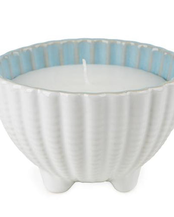 Large Shell Candle in a Reactive Glaze Pot