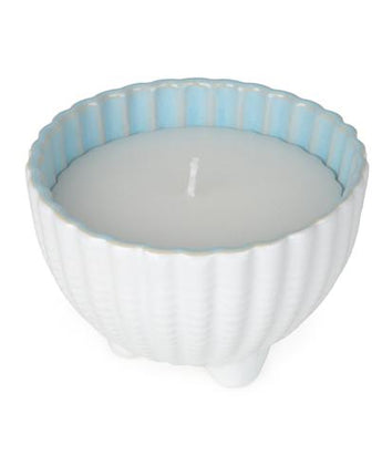 Large Shell Candle in a Reactive Glaze Pot
