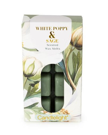Pack of 8 White Poppy & Sage Wax Melts