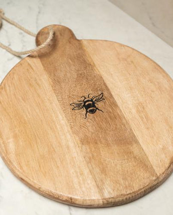 Round Wooden Chopping Board with Bee Detail