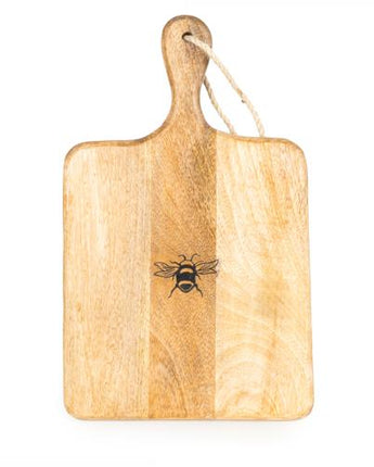Wooden Paddle Serving Board with Bee Detail