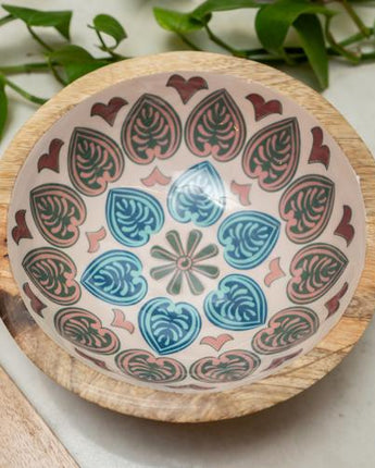Small Mango Wood Bowl with Meze Enamel Interior