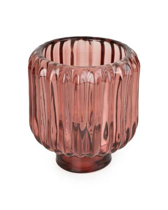 Two-Way Plum Ridged Glass Candleholder