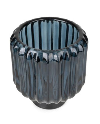 Two-Way Blue Ridged Glass Candleholder