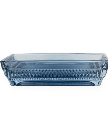 Blue Ridged Glass Soap Dish