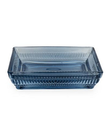 Blue Ridged Glass Soap Dish