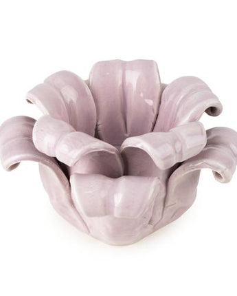 Lilac Glass Iris Flower Tealight Holder