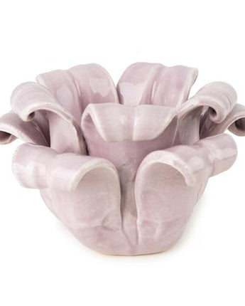 Lilac Glass Iris Flower Tealight Holder