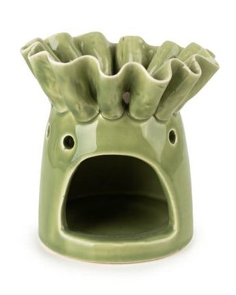 Green Ceramic Flower-Shaped Wax Melt Burner