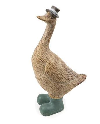 Small Grey Duck Ornament with Spotty Wellies - 20.6cm