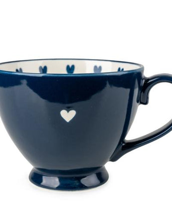 Wax Resist & Pad Print Hearts Footed Mug