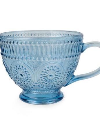 Blue Pressed Glass Mug