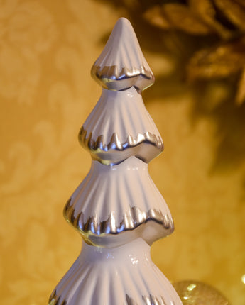 Classic Style White & Silver Ceramic Christmas Tree