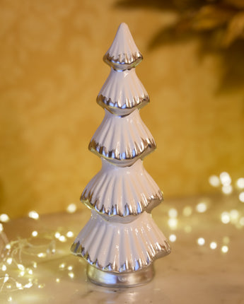 Classic Style White & Silver Ceramic Christmas Tree