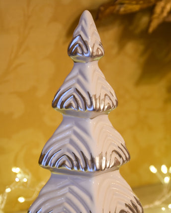 White & Silver Ceramic Christmas Tree