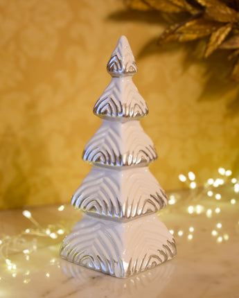 White & Silver Ceramic Christmas Tree