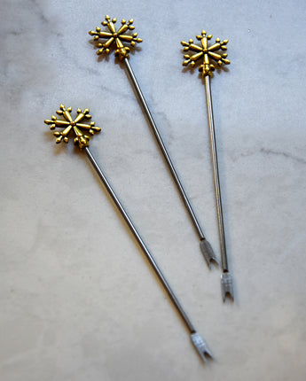 Set of 4 Snowflake Cocktail Sticks