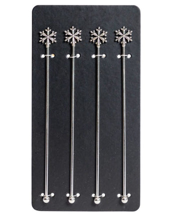 Set of 4 Snowflake Drink Stirrers