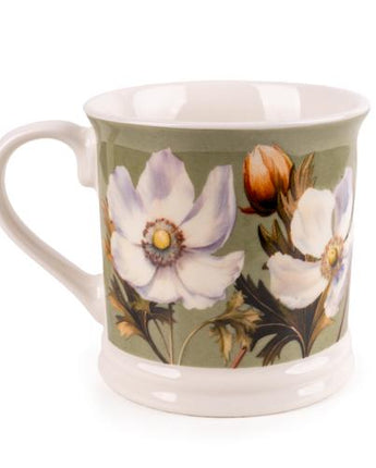 White Poppy Green Tankard Mug
