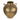 Gold decorative vase with handles on a white background