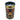 Decorative candle in a black and blue holder with intricate designs on a white background