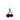 Red hanging cherries ornament with green stem on a white background