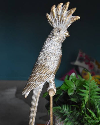 Art Deco Parrot on a Gold Stand