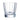 Clear glass tumbler with vertical stripes on a white background