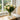 Tulips bouquet with soft cream blooms arranged in a clear glass vase on a wooden windowsill, styled with natural light and neutral kitchen decor