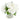 Artificial white hydrangeas in a small glass vase with realistic foliage