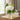 White roses arrangement in a glass vase on a wooden side table