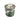 Green candle jar with silver winter fir & mistletoe design and decorative label on a white background