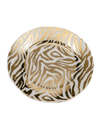 Gold and White Zebra Print Side Plate