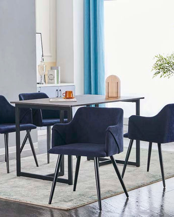 Set of 2 Aldridge Dining Chair with Black Leg in Terry Blue