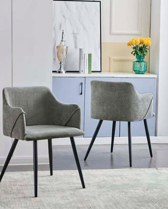 Set of 2 Aldridge Dining Chair with Black Leg in Terry Grey