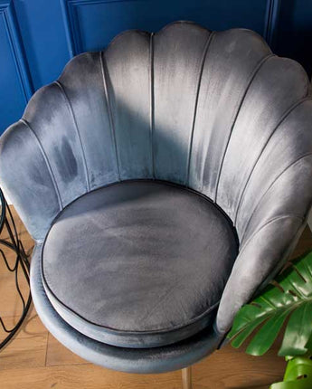 Silver Darcy Velvet Shell Chair with Silver Legs