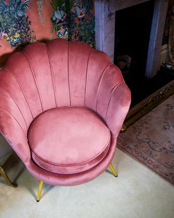 Dusky Pink Darcy Velvet Shell Chair with Gold Legs