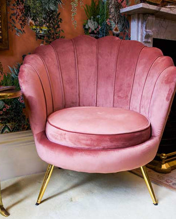 Dusky Pink Darcy Velvet Shell Chair with Gold Legs