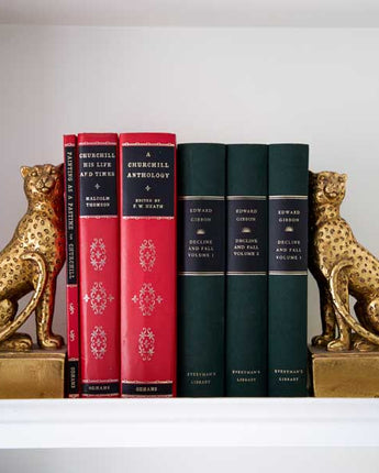 Art Deco Style Black & Gold Leopard Bookends