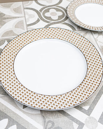 Black and Gold Patterned Dinner Plate